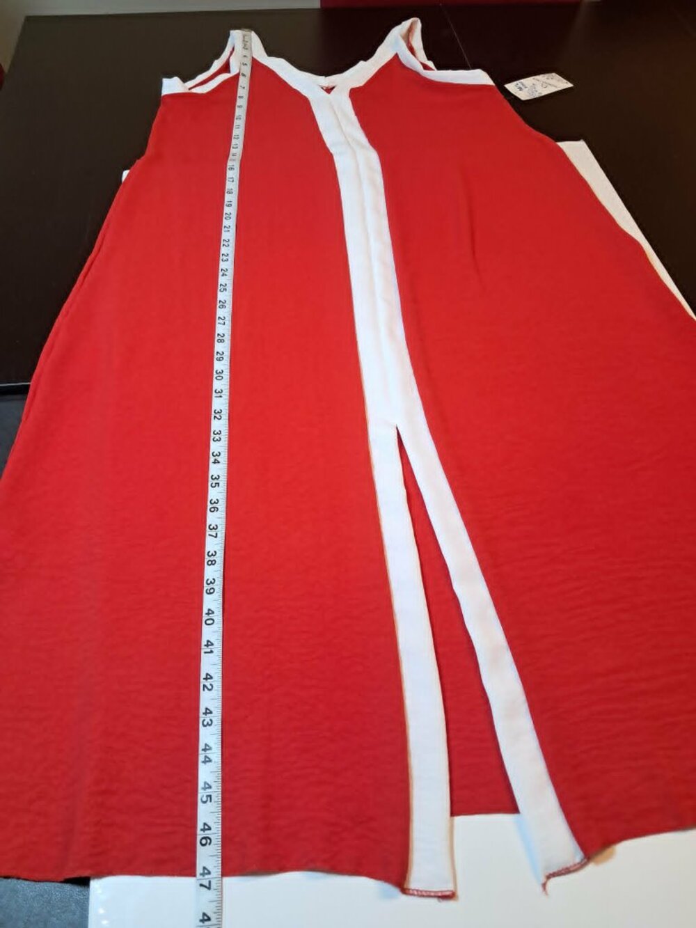 Red White Color Block Sleeveless Maxi Dress M/L - Picture 6 of 7